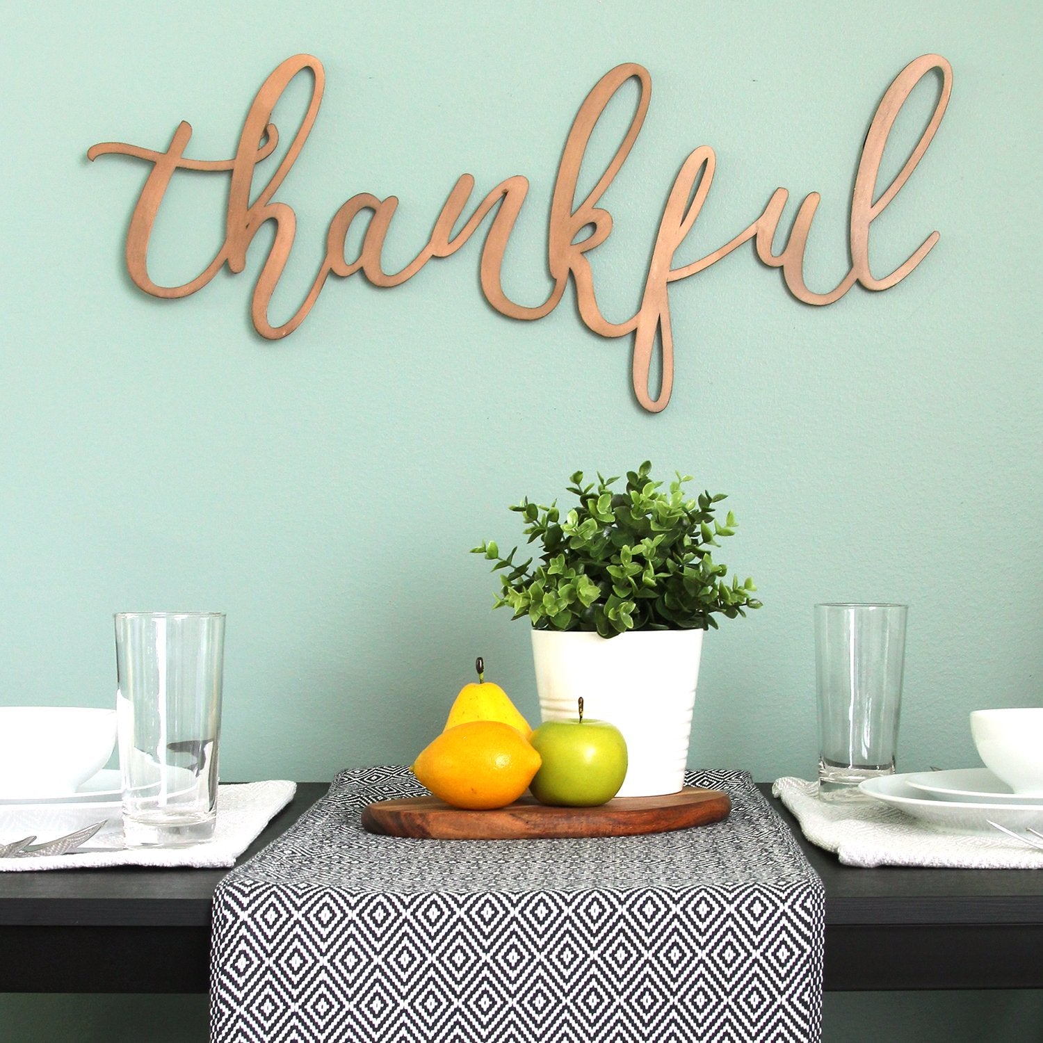 Bronze Thankful Metal Script Wall Decor