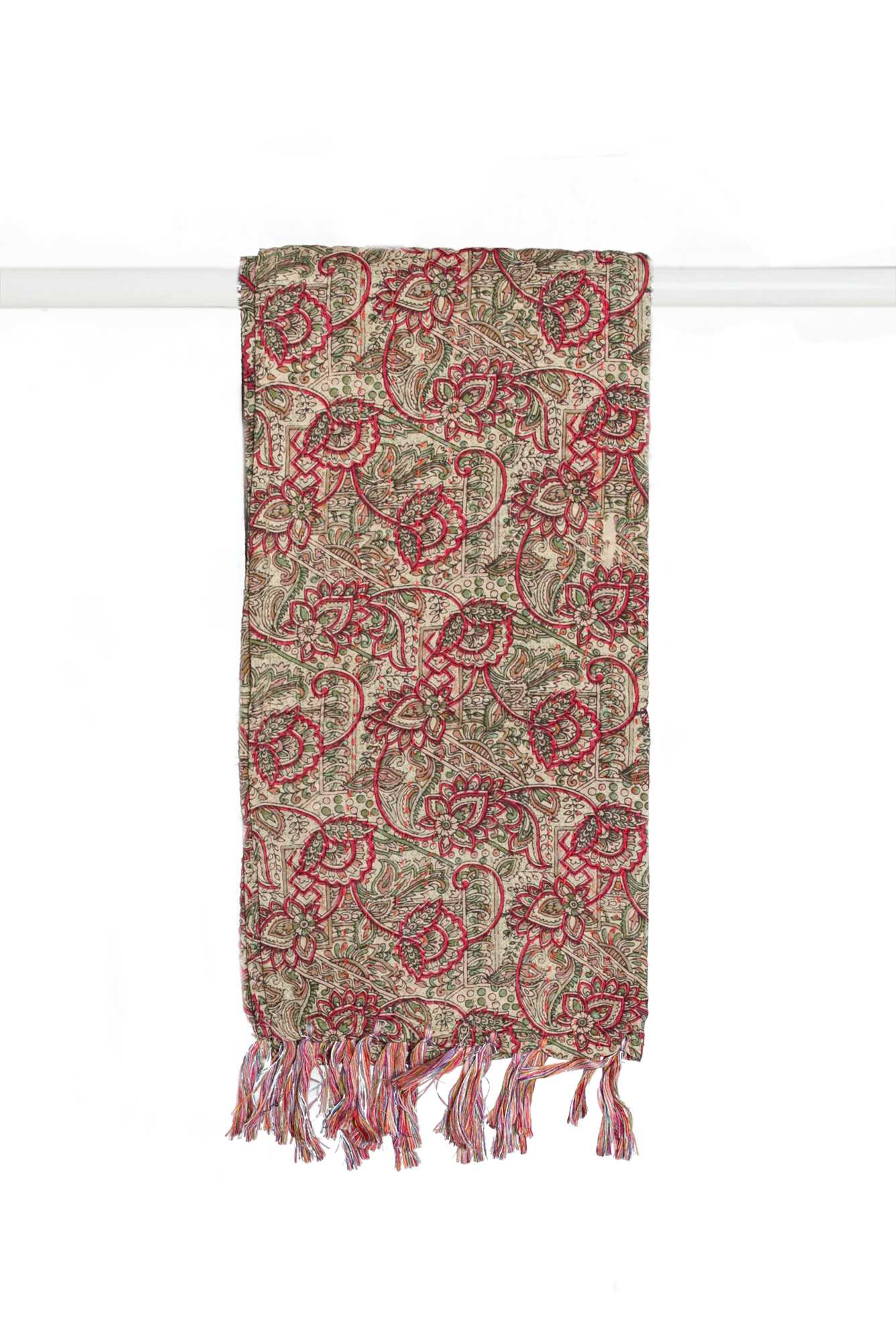 Green Cotton Damask Reversable Throw