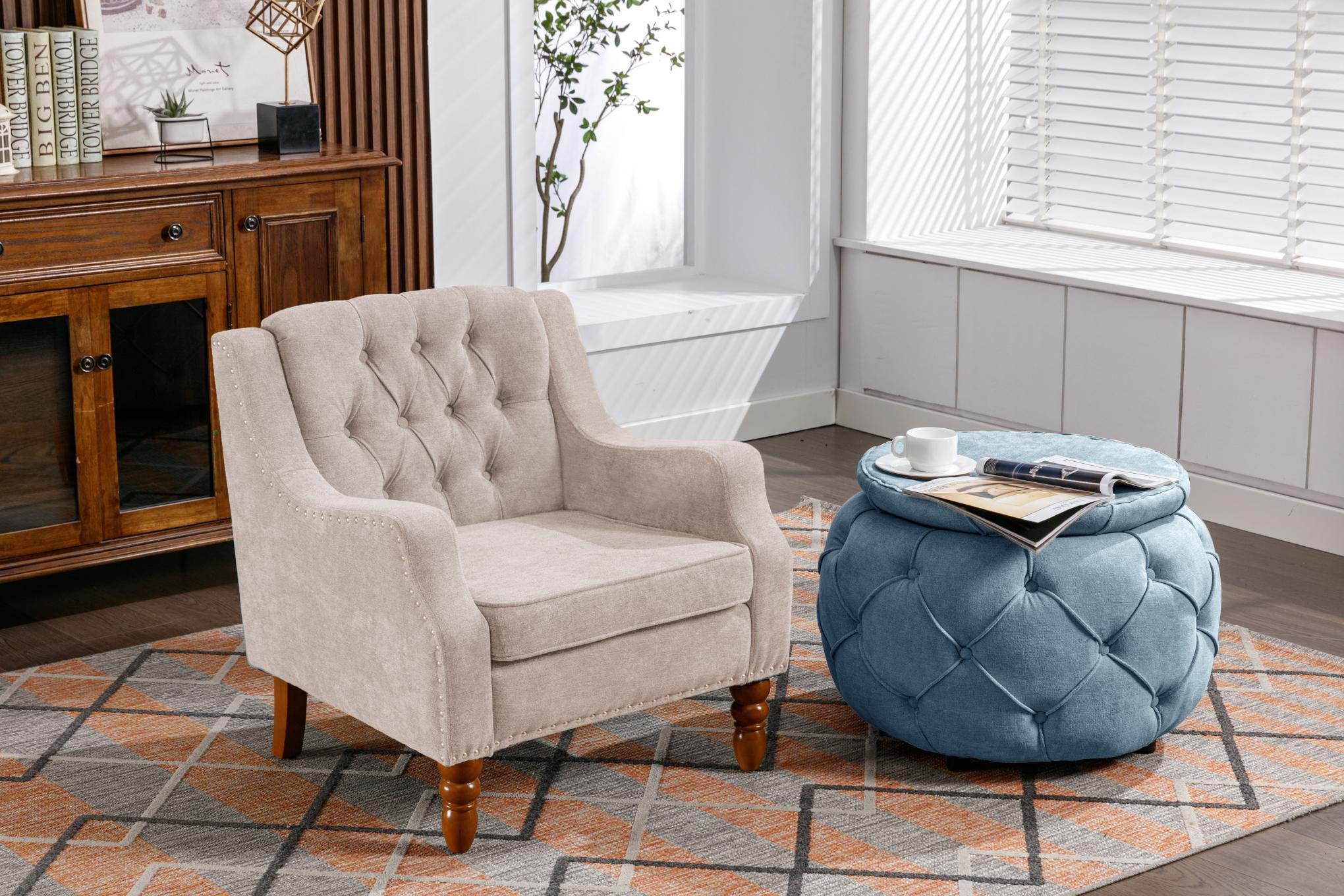 Modern Sofa Chair with Non-Slip Footstool 2-in-1 Seat