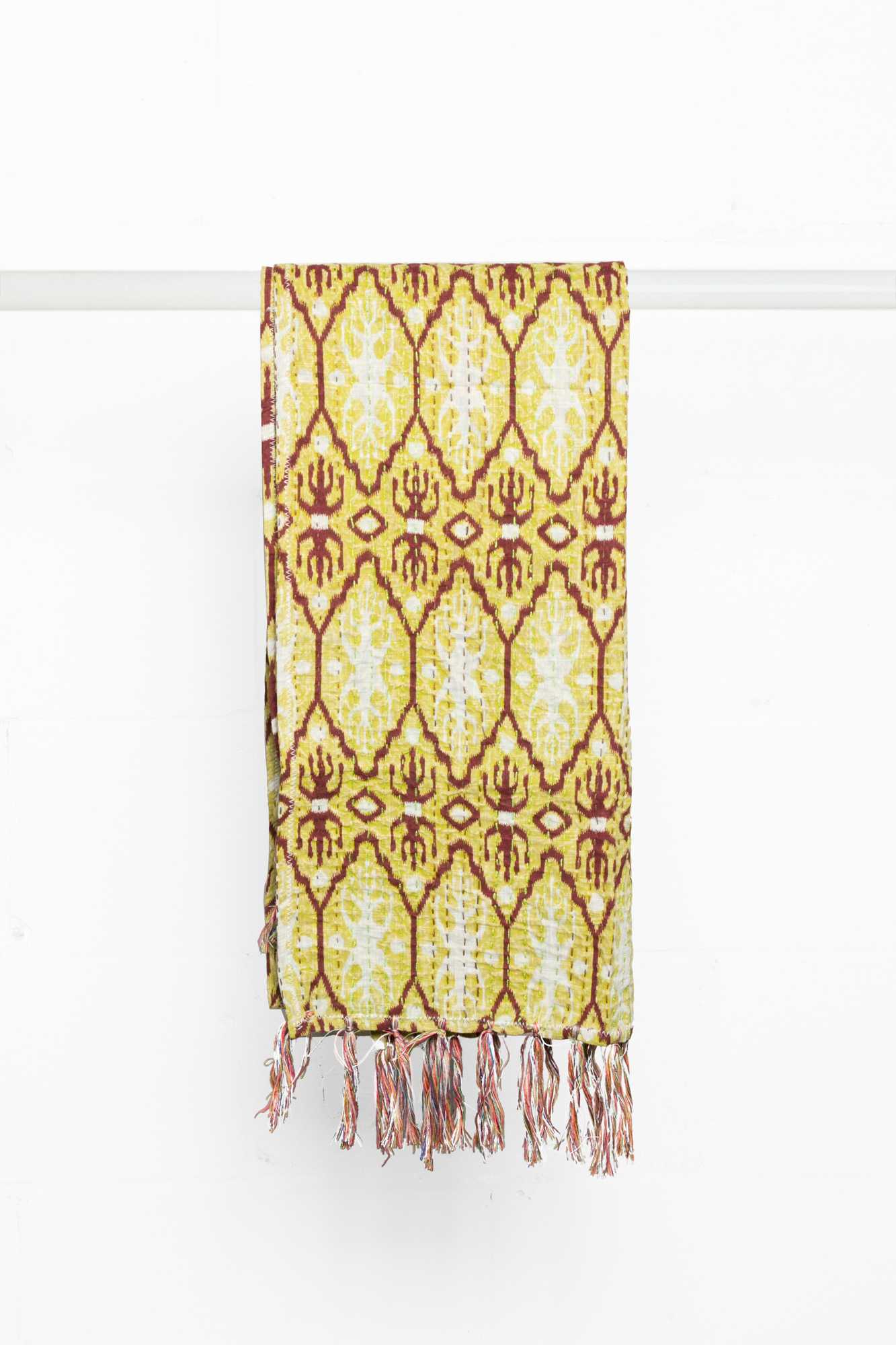 Yellow Cotton Ikat Reversable Throw