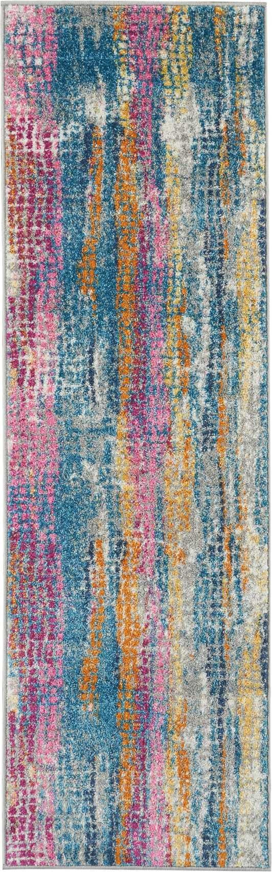 5' X 7' Pink And Blue Abstract Power Loom Area Rug