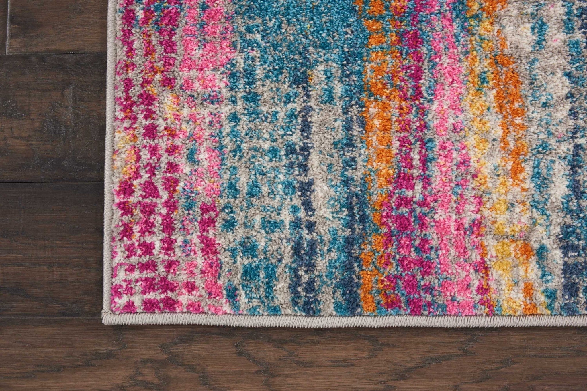 5' X 7' Pink And Blue Abstract Power Loom Area Rug