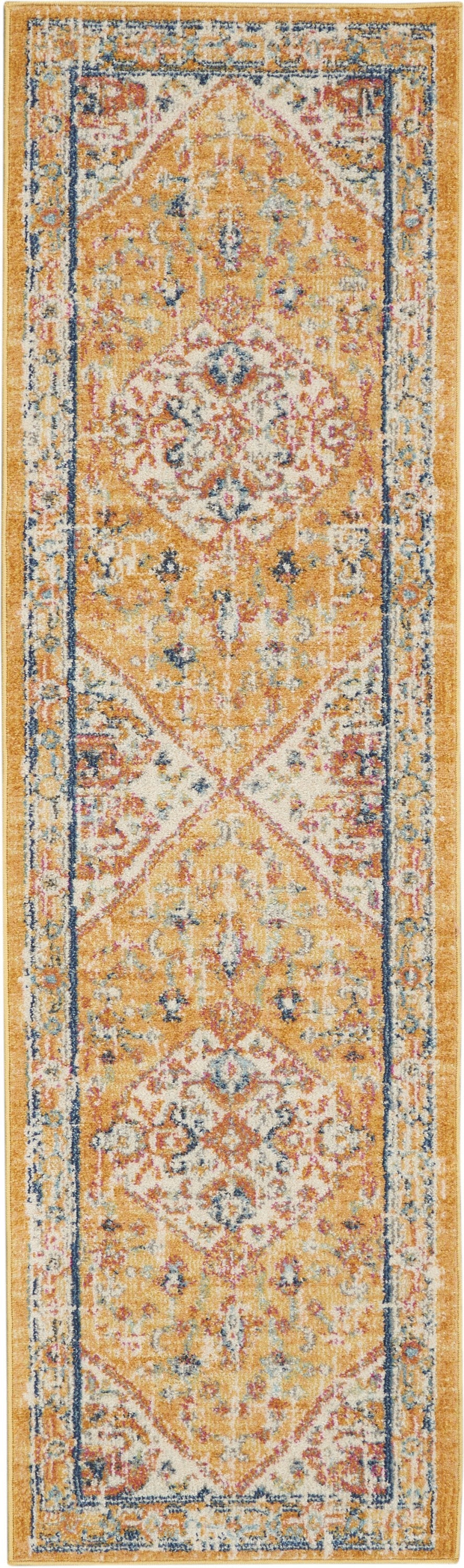 10' Yellow And Ivory Dhurrie Runner Rug