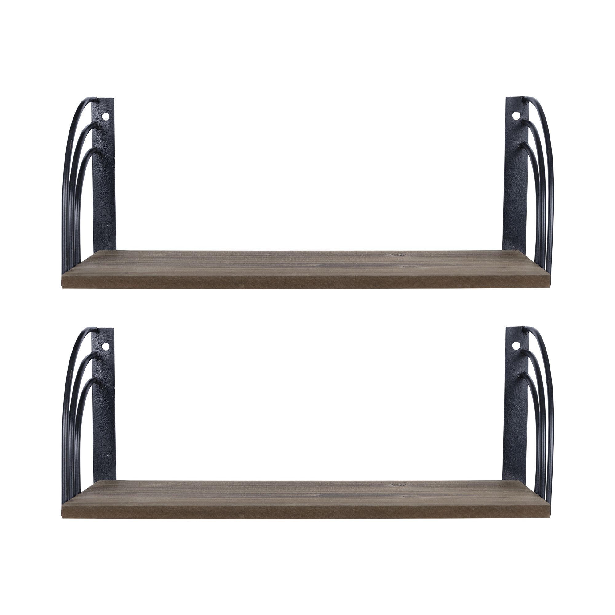 Set Of Two Arched Wooden Floating Wall Shelves