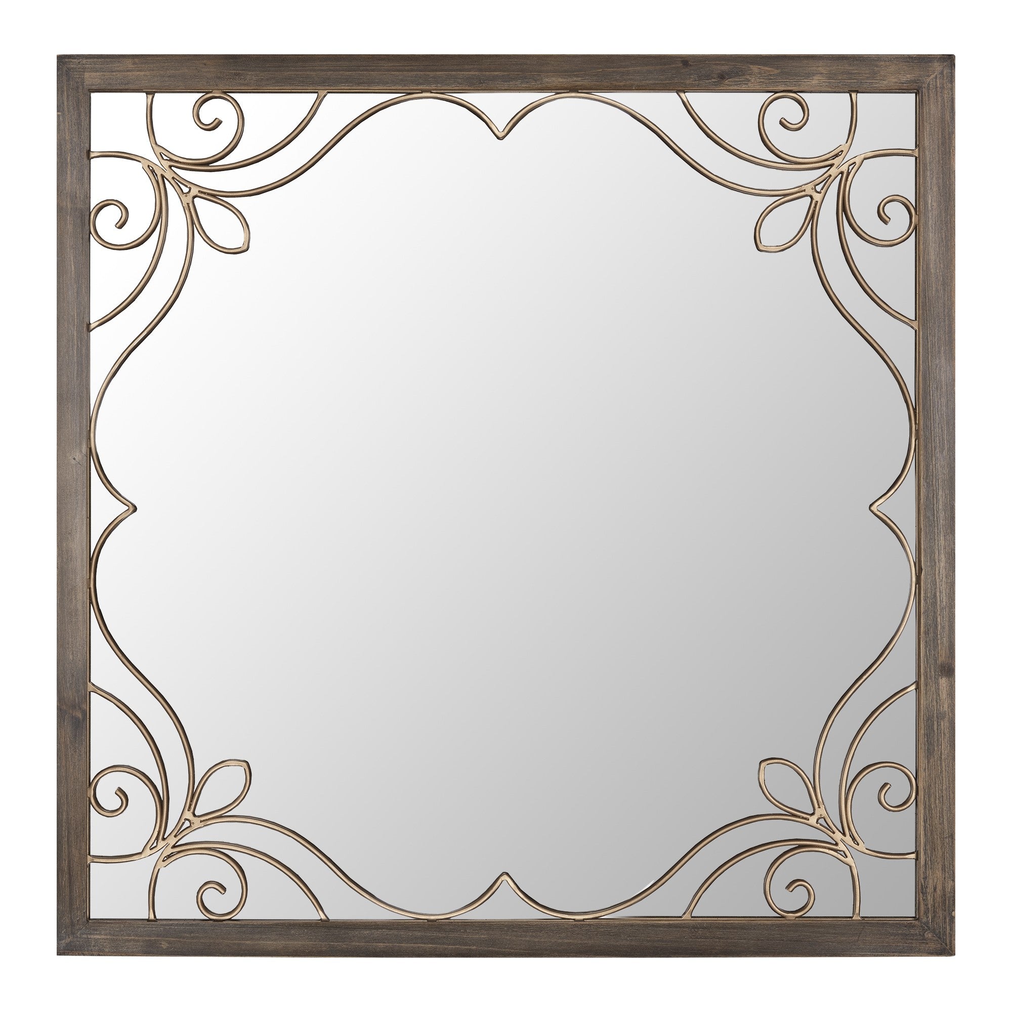 Traditional Square Wall Mirror With Metal Detailing