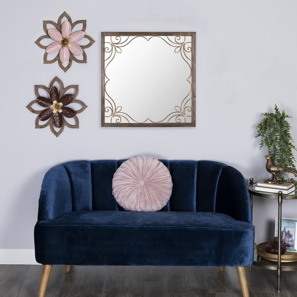 Traditional Square Wall Mirror With Metal Detailing