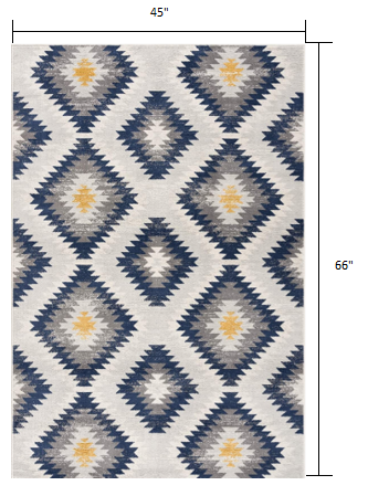 2' X 5' Blue Ikat Kilim Area Rug