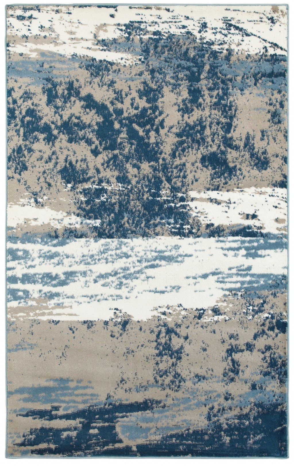 8’ x 10’ Beige and Blue Scenic Area Rug