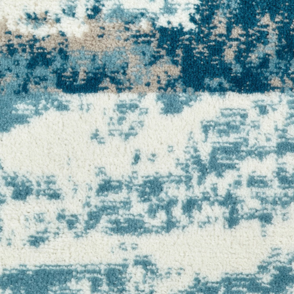 8’ x 10’ Beige and Blue Scenic Area Rug