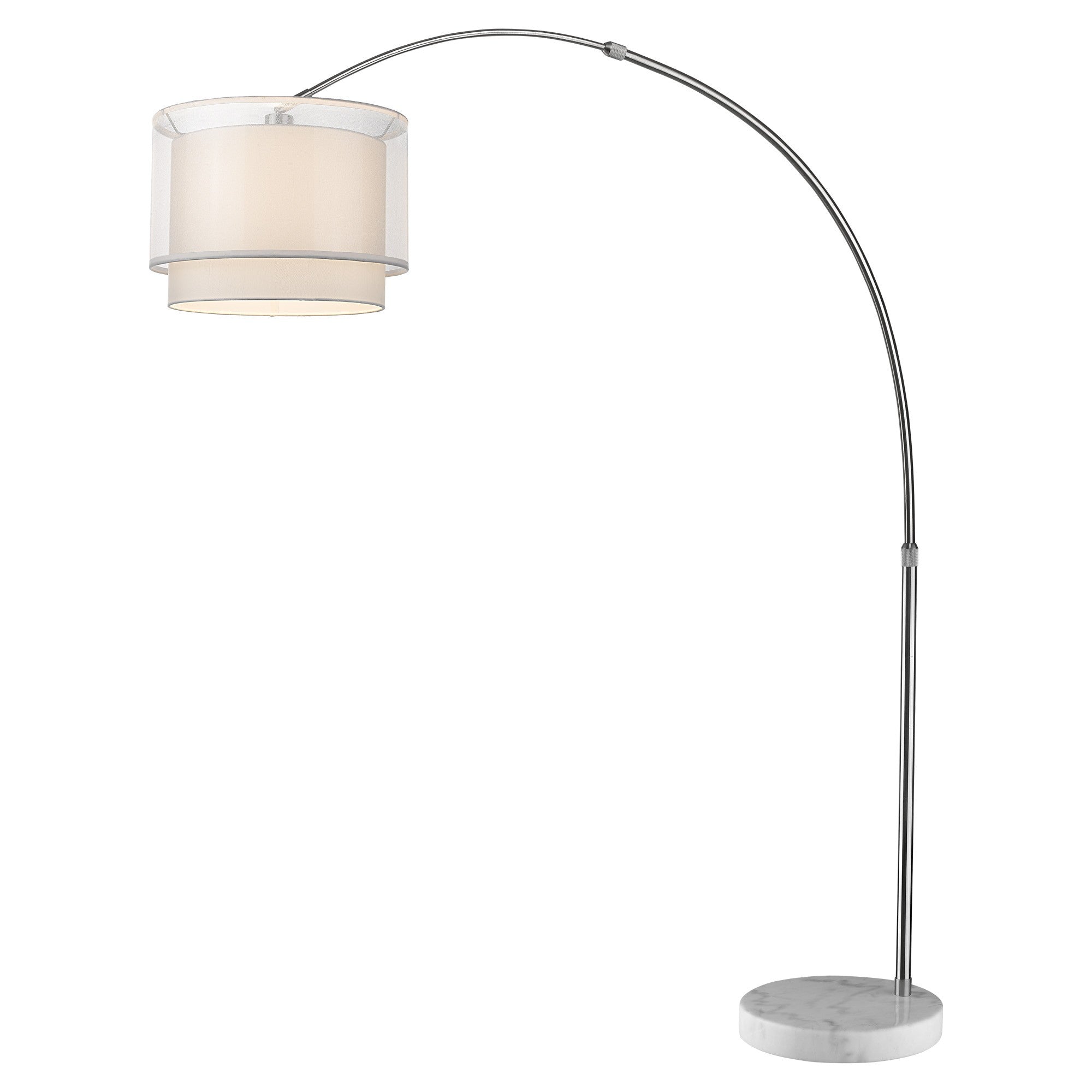 74" Brushed Nickel Arched/Arc Floor Lamp With Shade