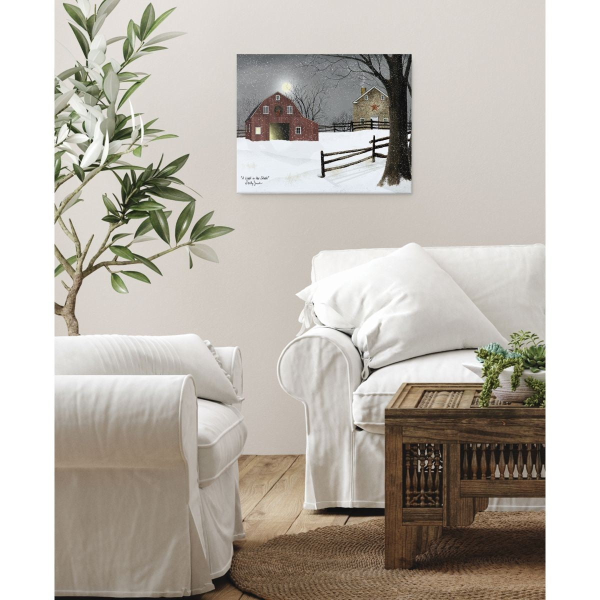 LIGHT IN THE STABLE Wrapped Canvas Print Wall Art