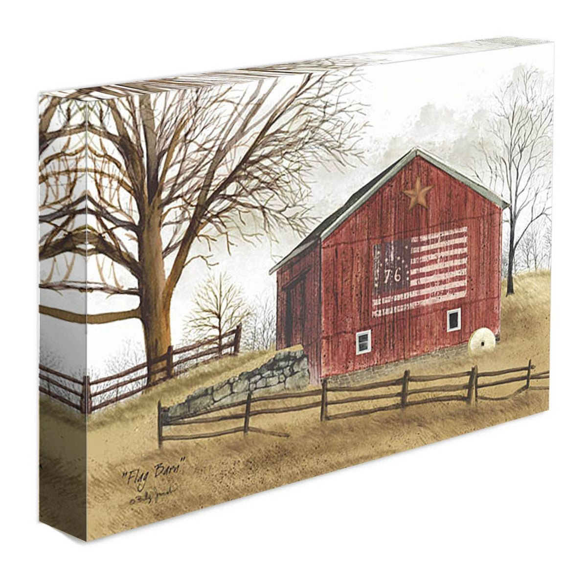 Flag Barn 2 Wrapped Canvas Print Wall Art