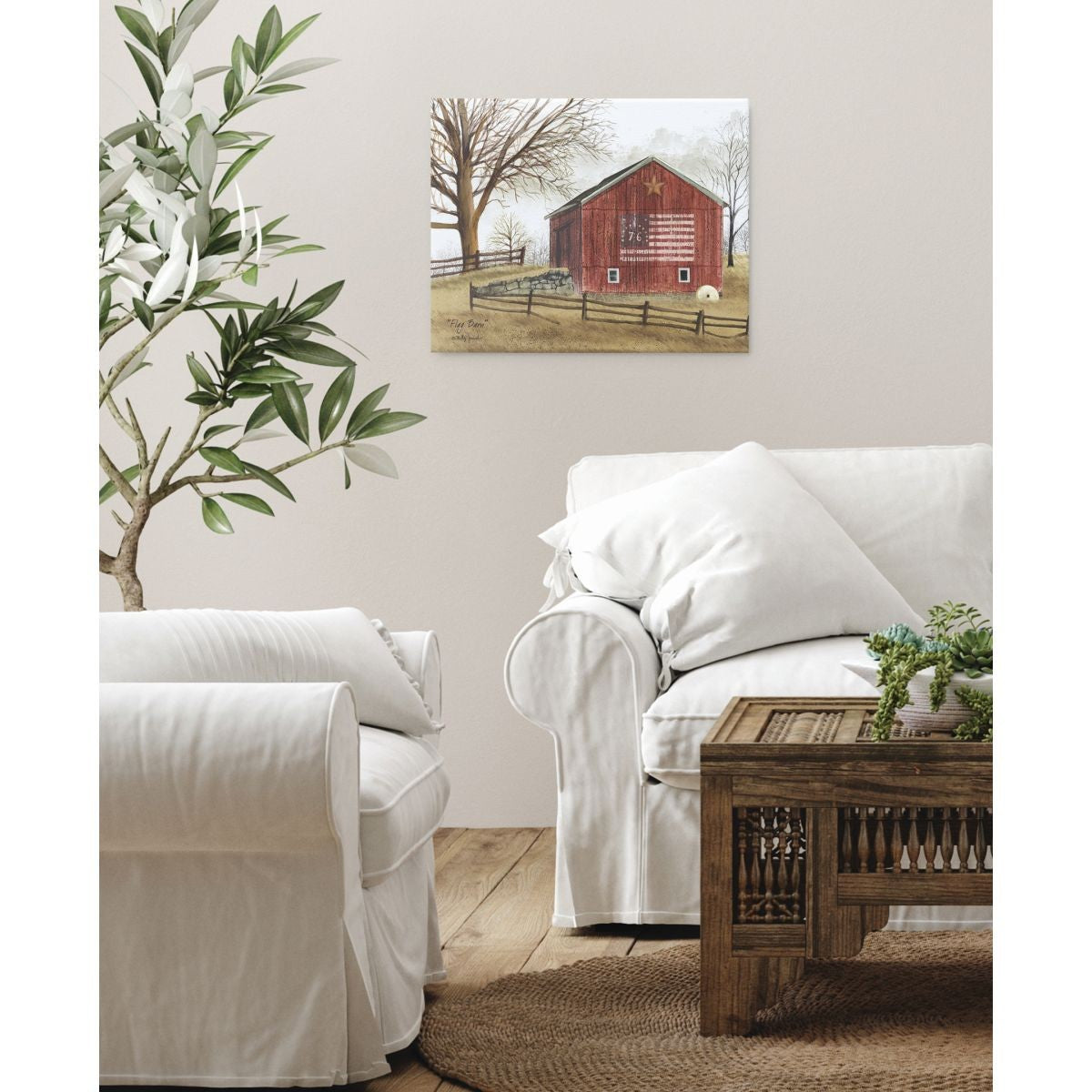 Flag Barn 2 Wrapped Canvas Print Wall Art