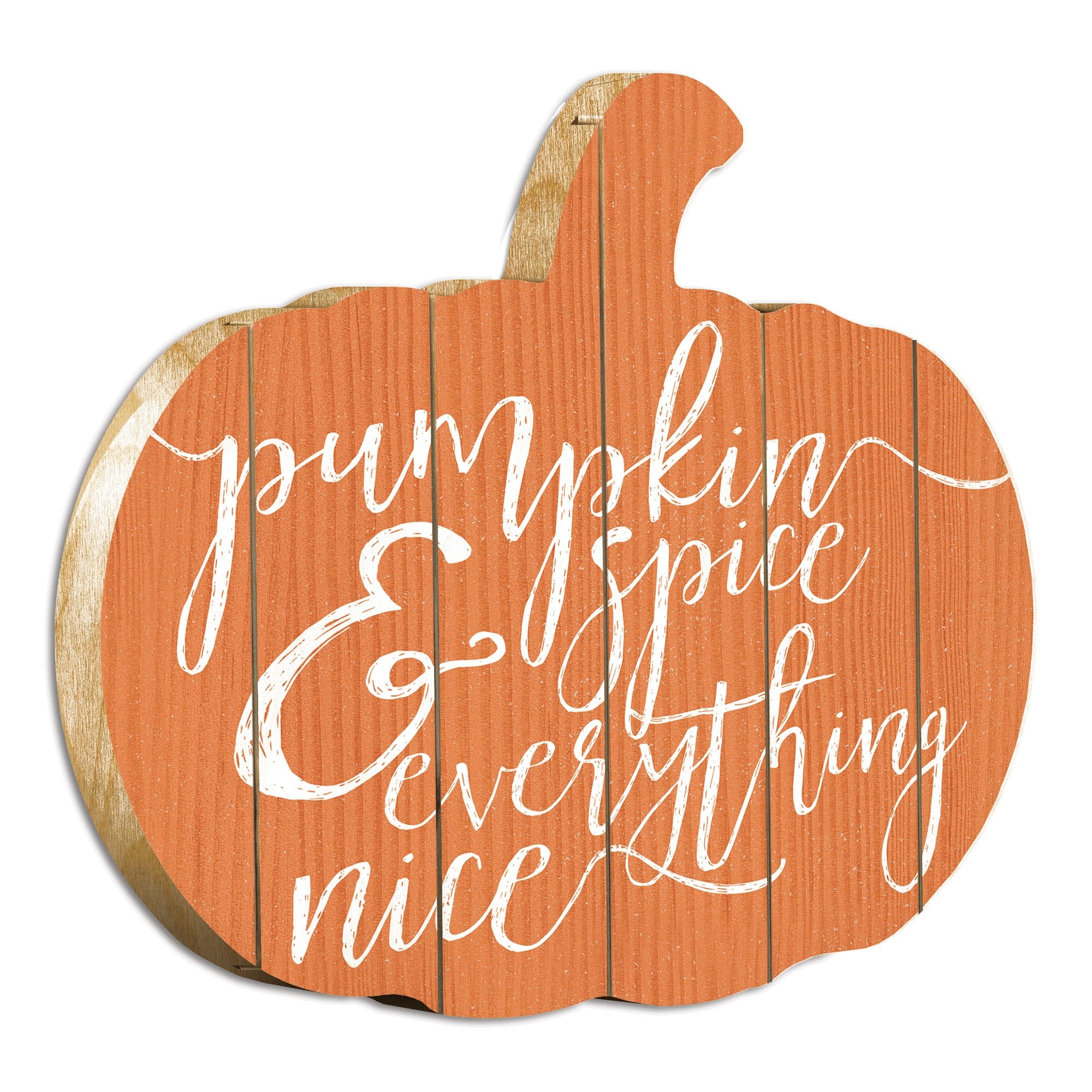 Orange and White Pumpkin Spice and Everything Nice Pumpkin Shaped Wall Art