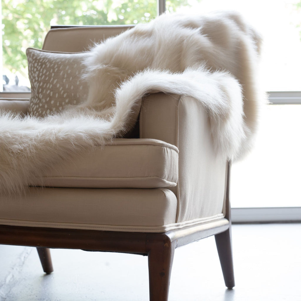 24" x 48" Royal White Long Hair Faux Fur Throw