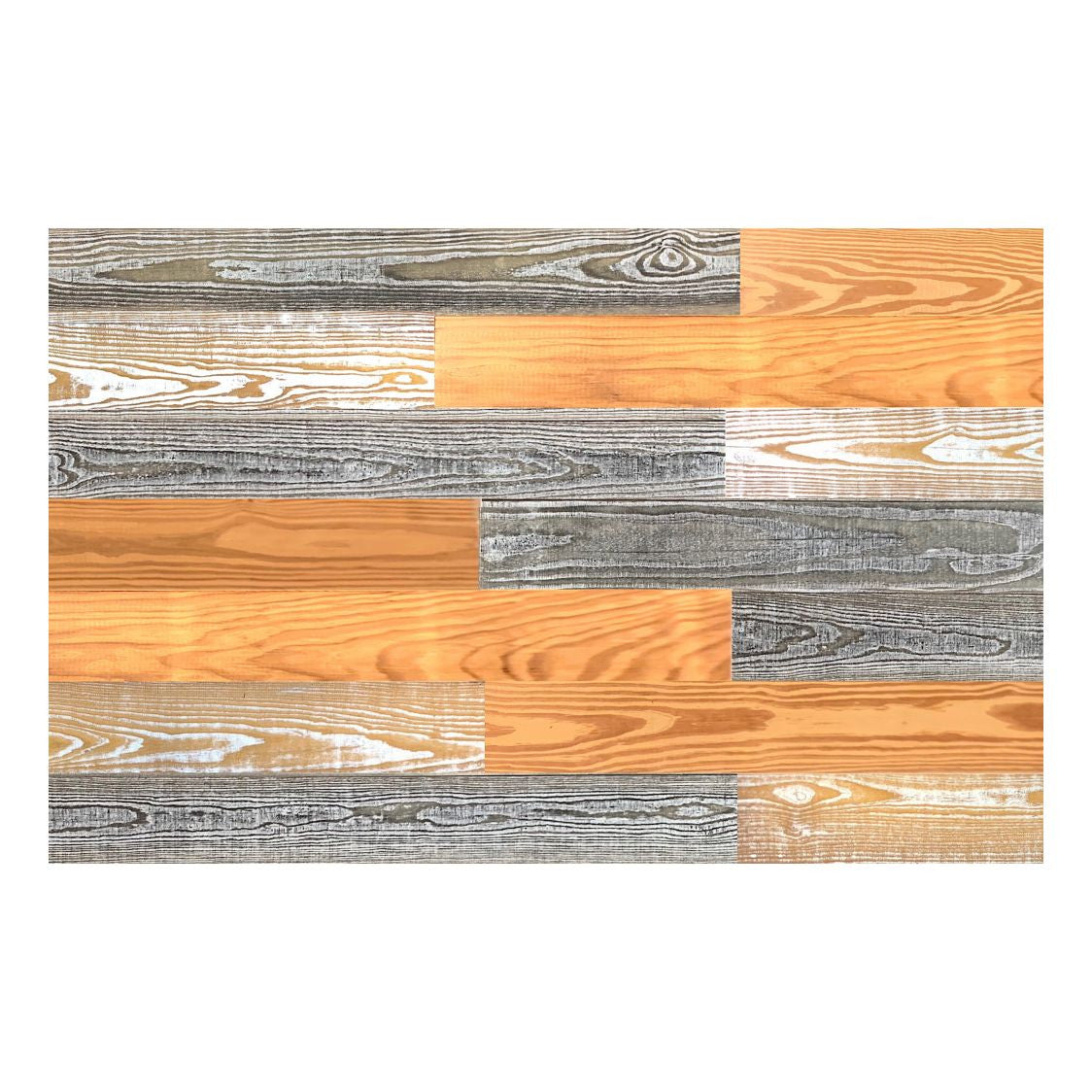 5" x 48" Thermo Treated Gold Gray and White Whitewash Mixed Color Wood Plank Large Set