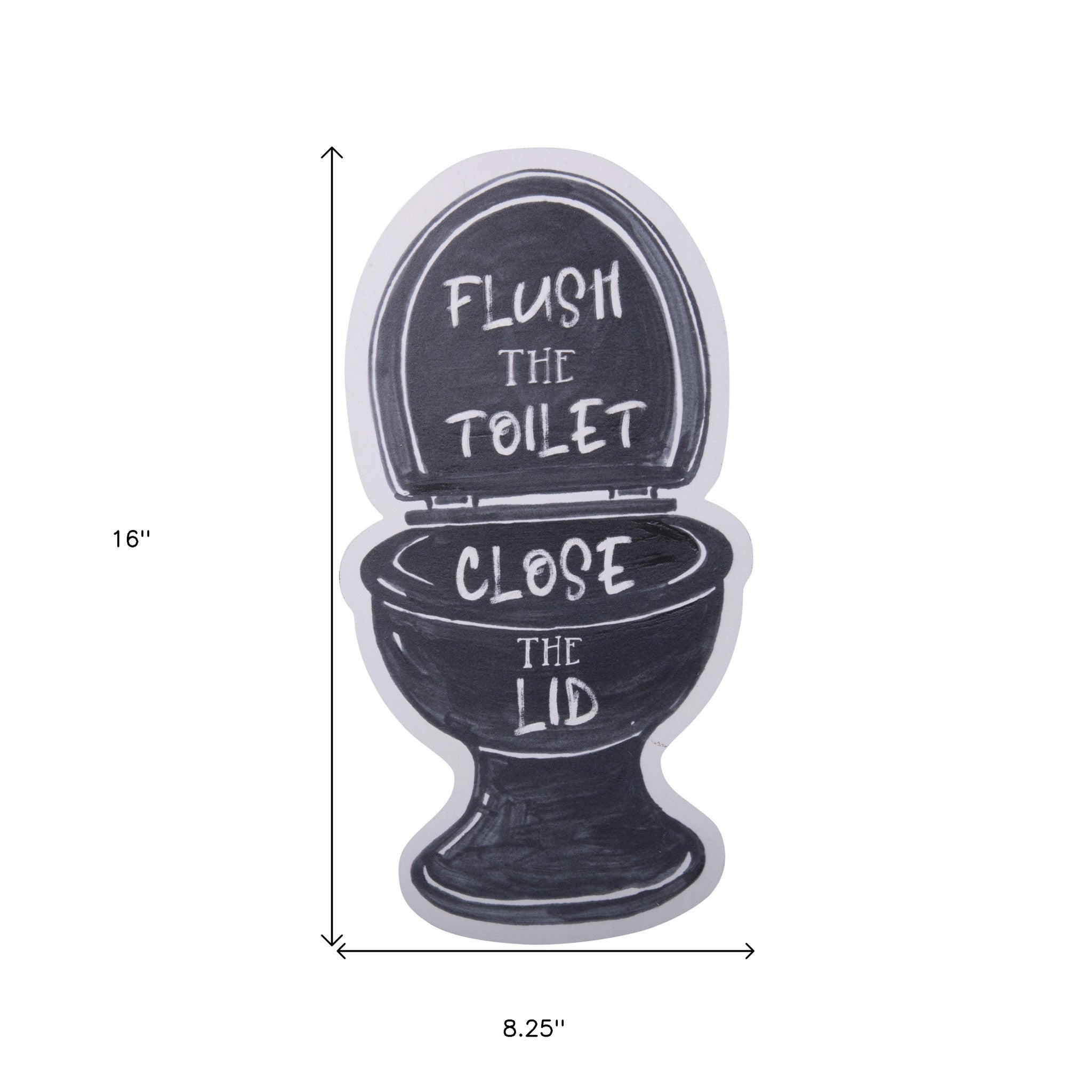 Black and White Metal Flush The Toilet Close The Lid Bathroom Wall Decor