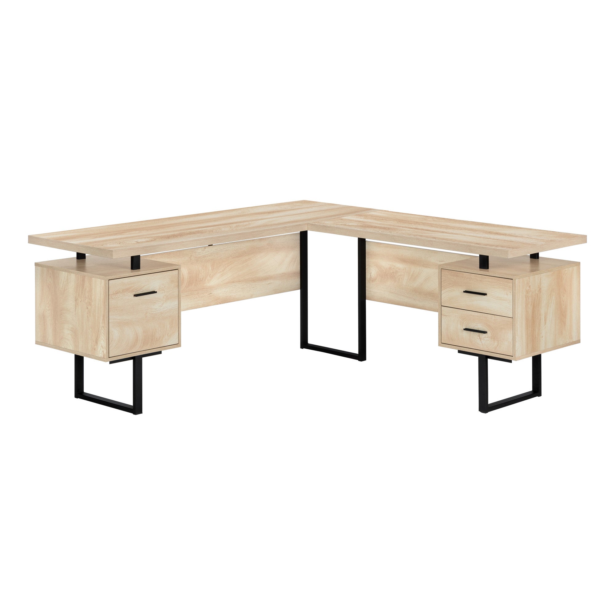 71" Natural And Black L Shape Computer Desk