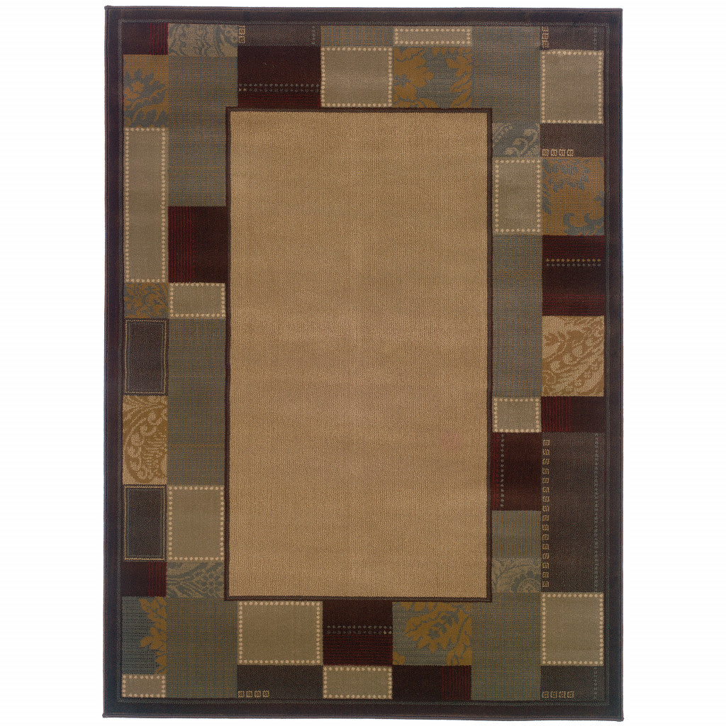 4' X 6' Beige Abstract Power Loom Stain Resistant Area Rug