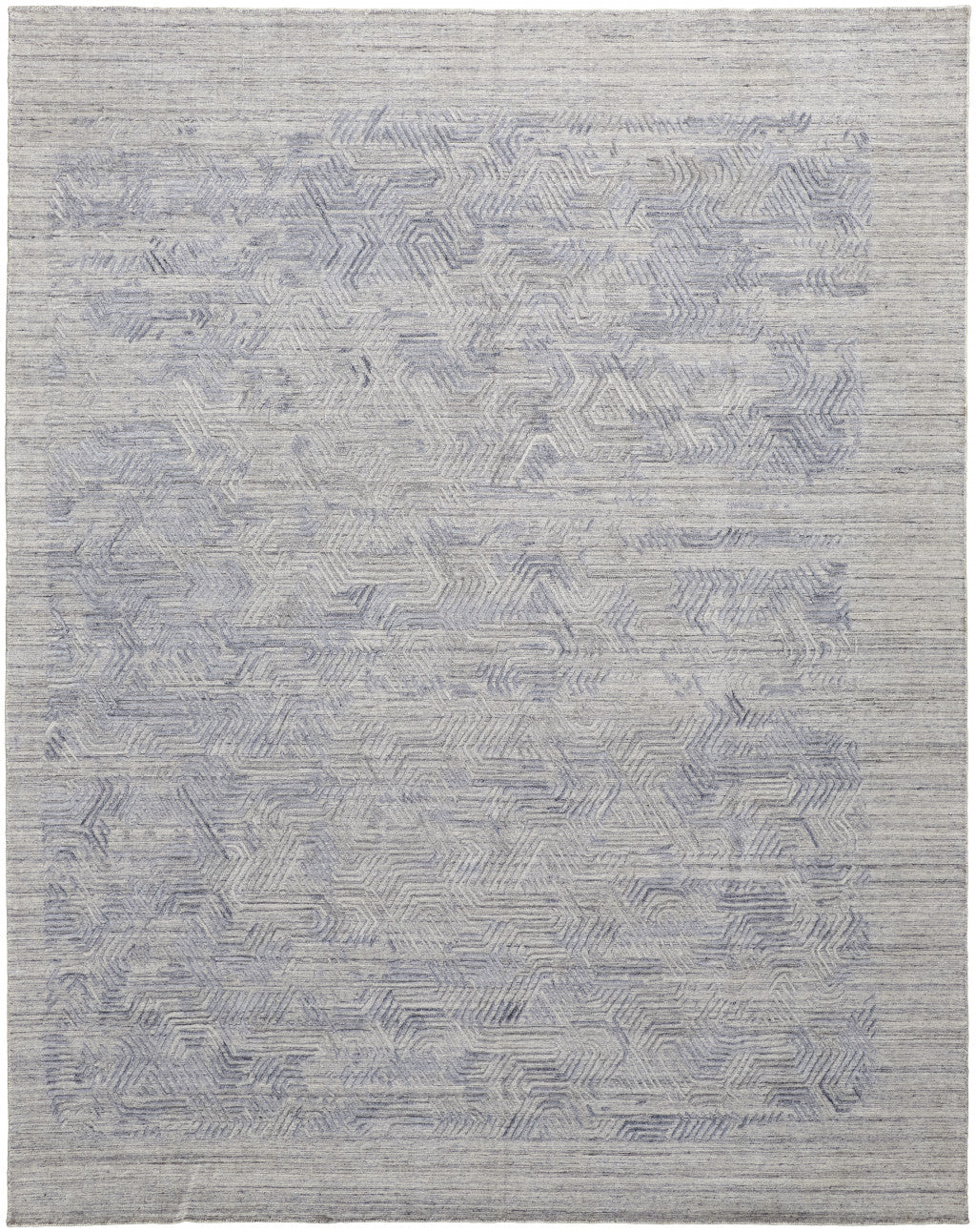 8' X 10' Gray And Blue Abstract Hand Woven Area Rug