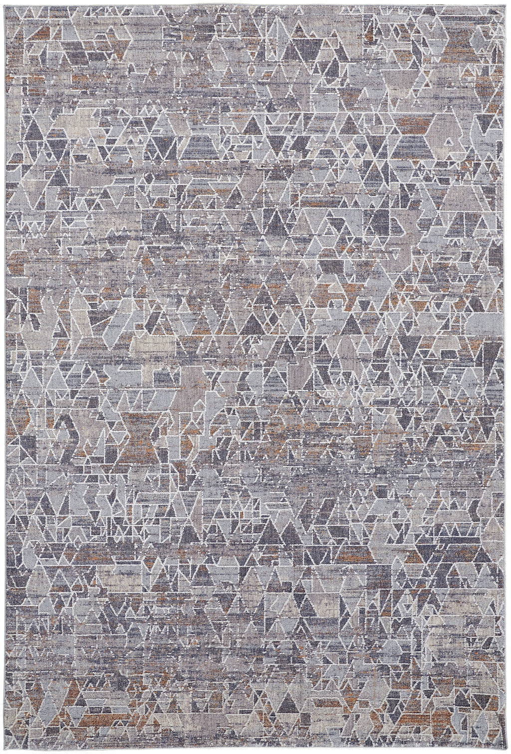 5' X 8' Gray Blue And Orange Abstract Power Loom Distressed Stain Resistant Area Rug