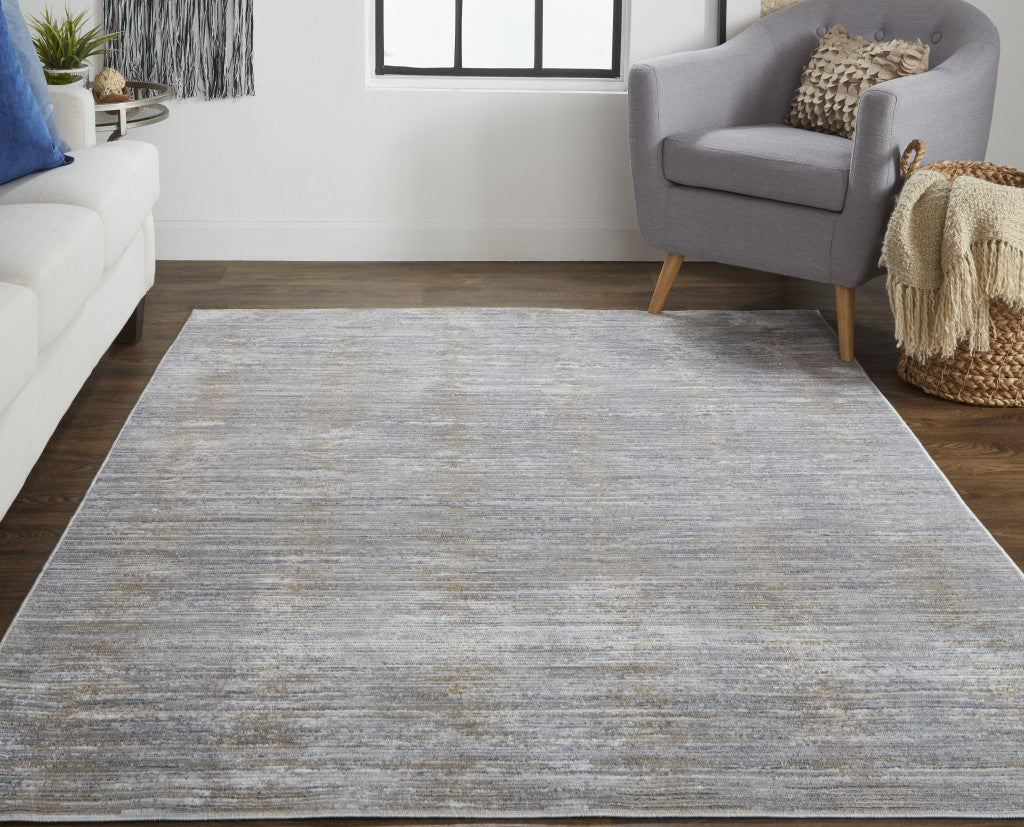 8' X 10' Taupe Silver And Tan Abstract Power Loom Area Rug