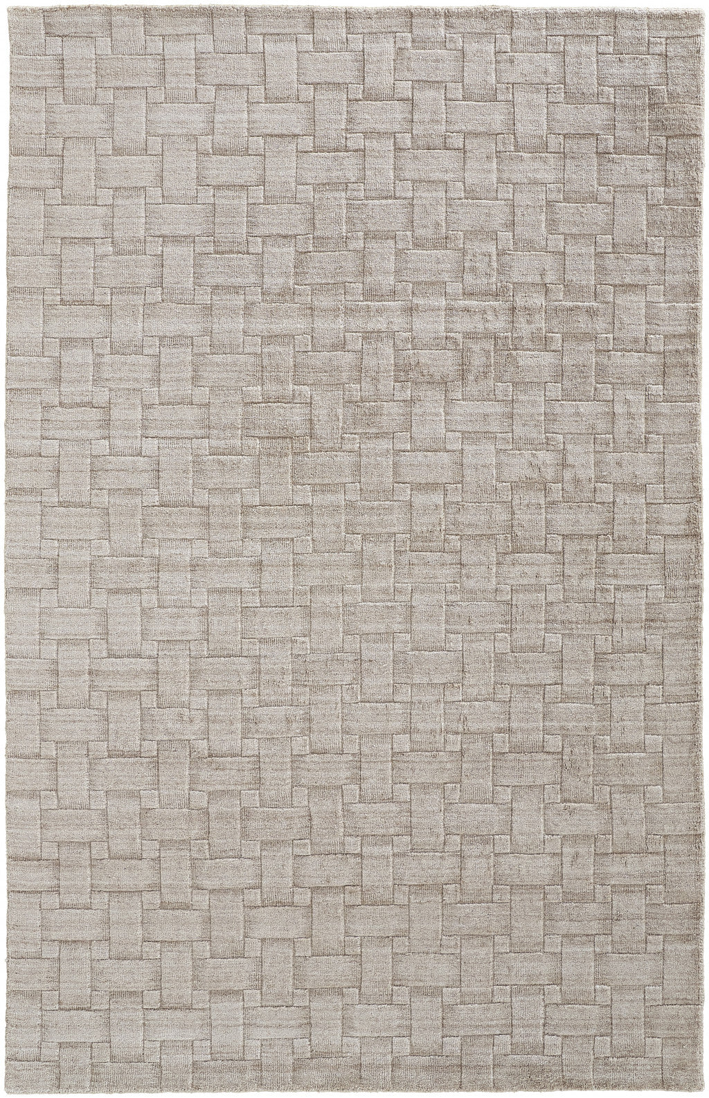 9' X 12' White And Silver Striped Hand Woven Area Rug