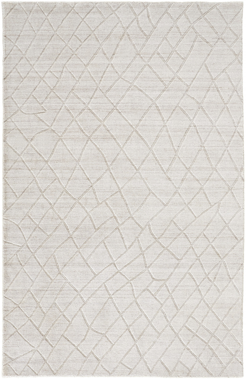 8' X 10' Ivory And Gray Striped Hand Woven Area Rug