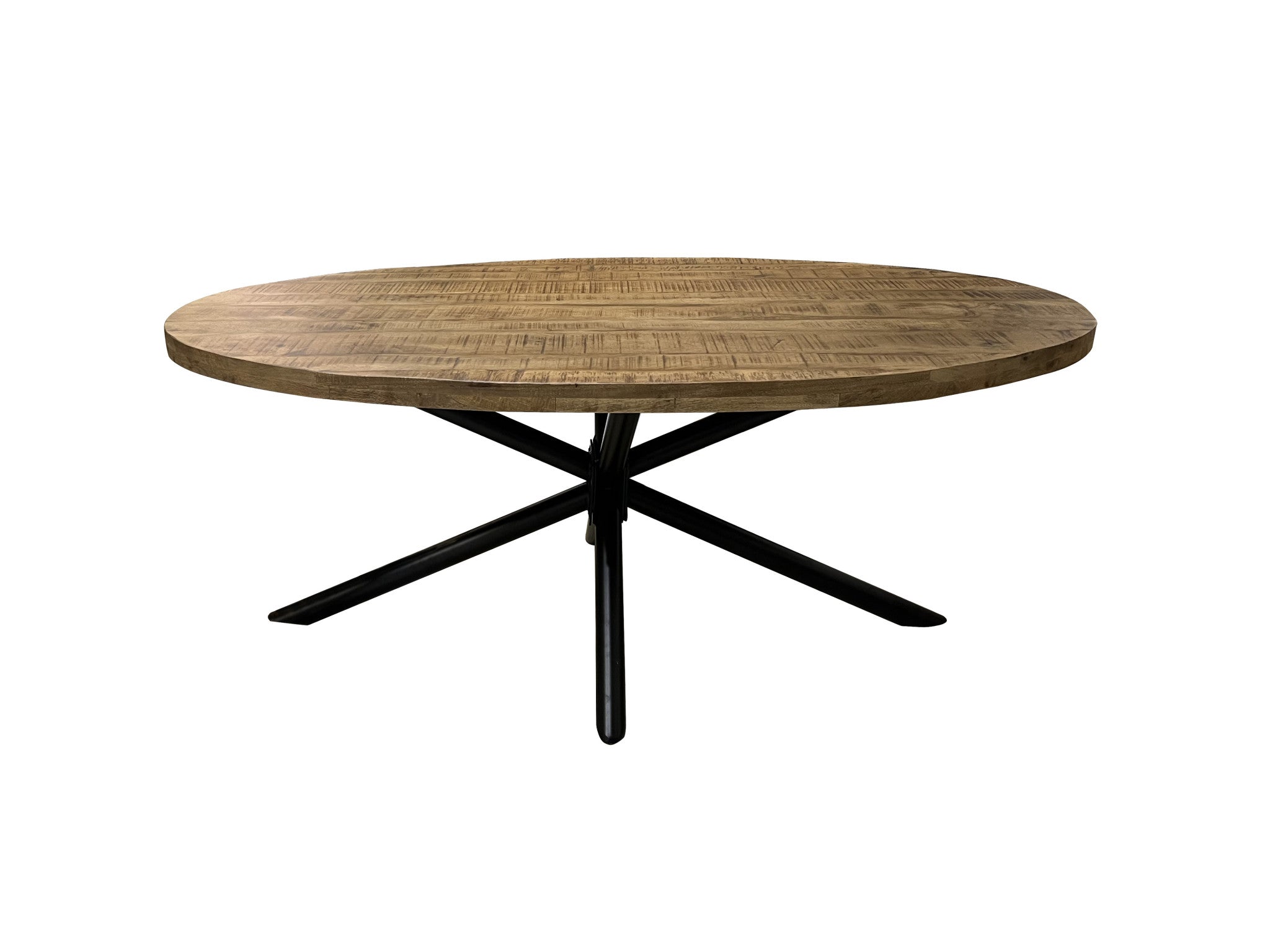 80" Brown And Black Solid Wood And Metal Dining Table