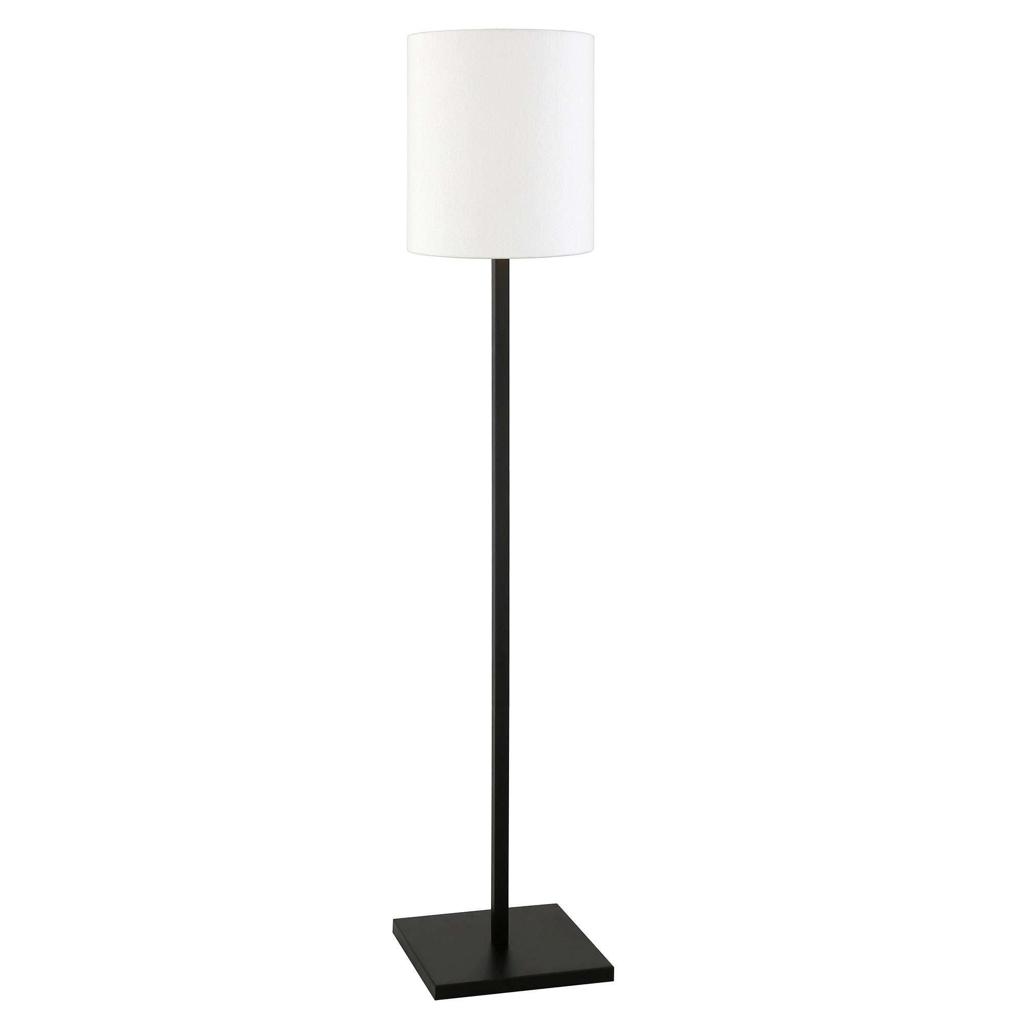 62" Black Traditional Shaped Floor Lamp With White Frosted Glass Drum Shade