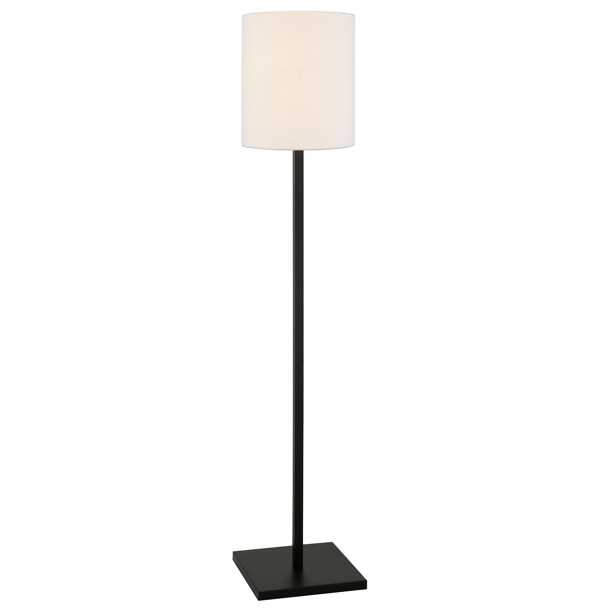 62" Black Traditional Shaped Floor Lamp With White Frosted Glass Drum Shade