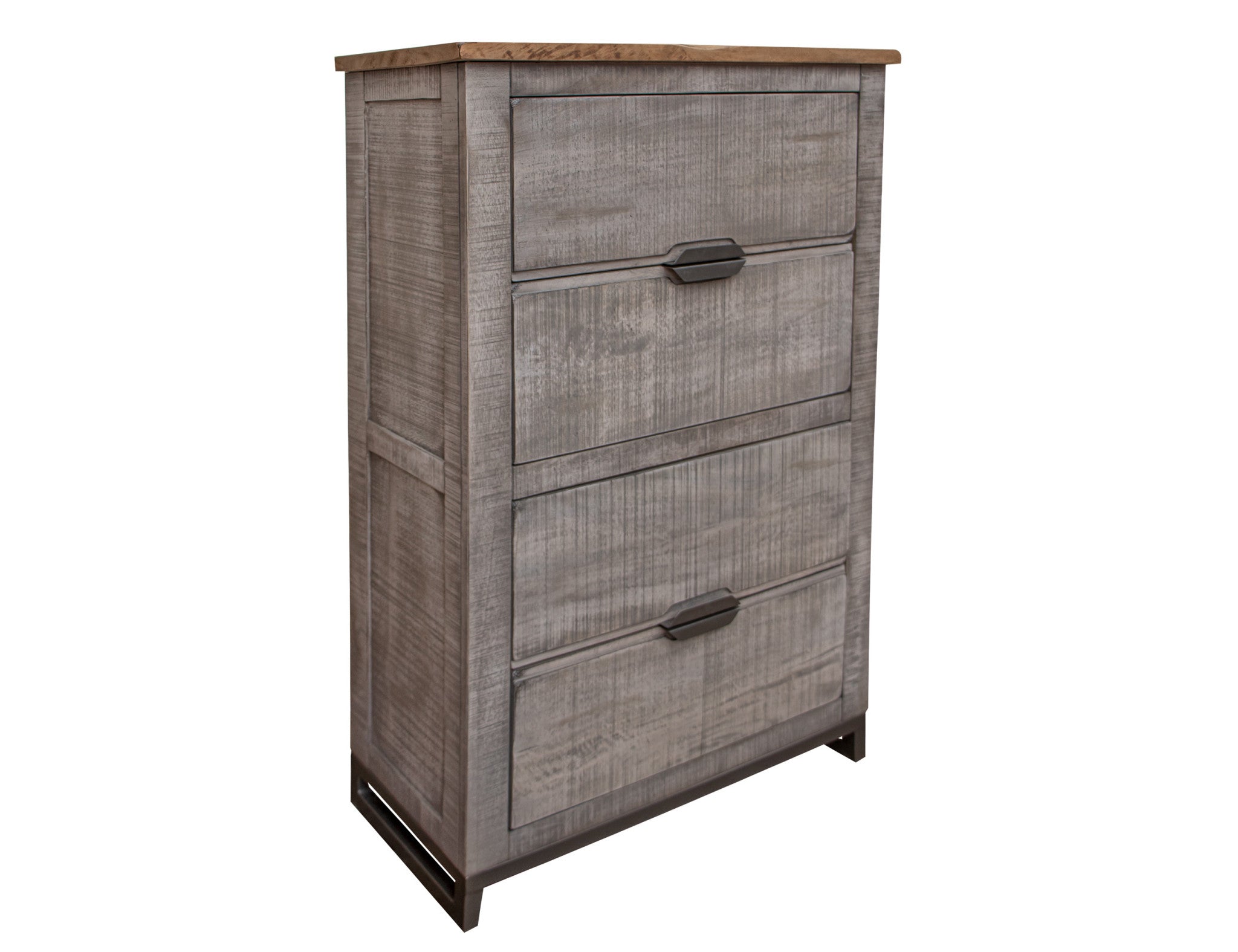 37" Light Gray Solid Wood Four Drawer Chest