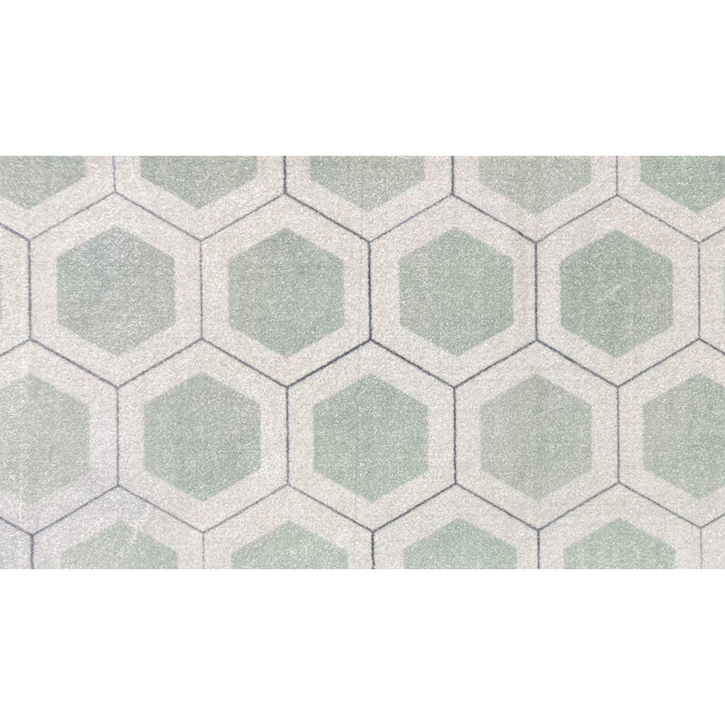 2' X 4' Green Geometric Machine Tufted Area Rug With UV Protection