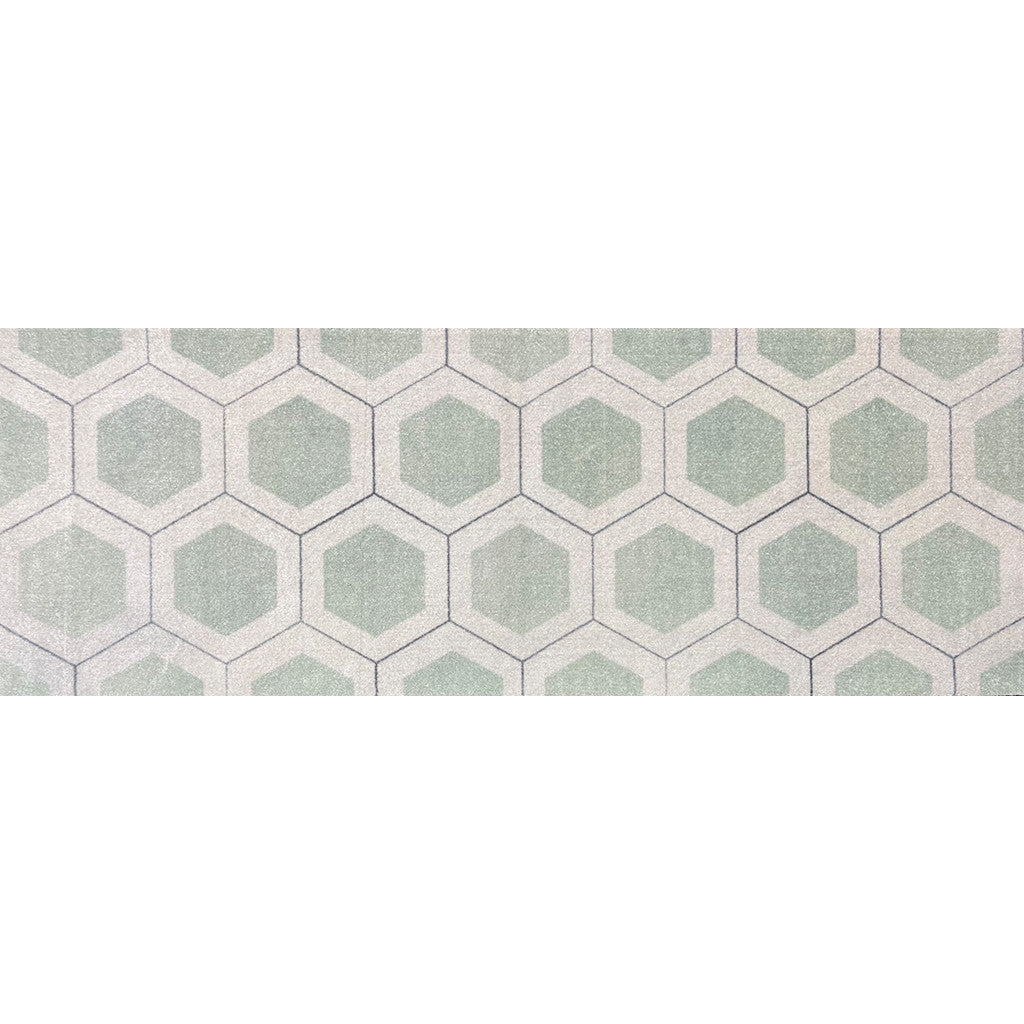 2' X 6' Green Geometric Machine Tufted Runner Rug With UV Protection