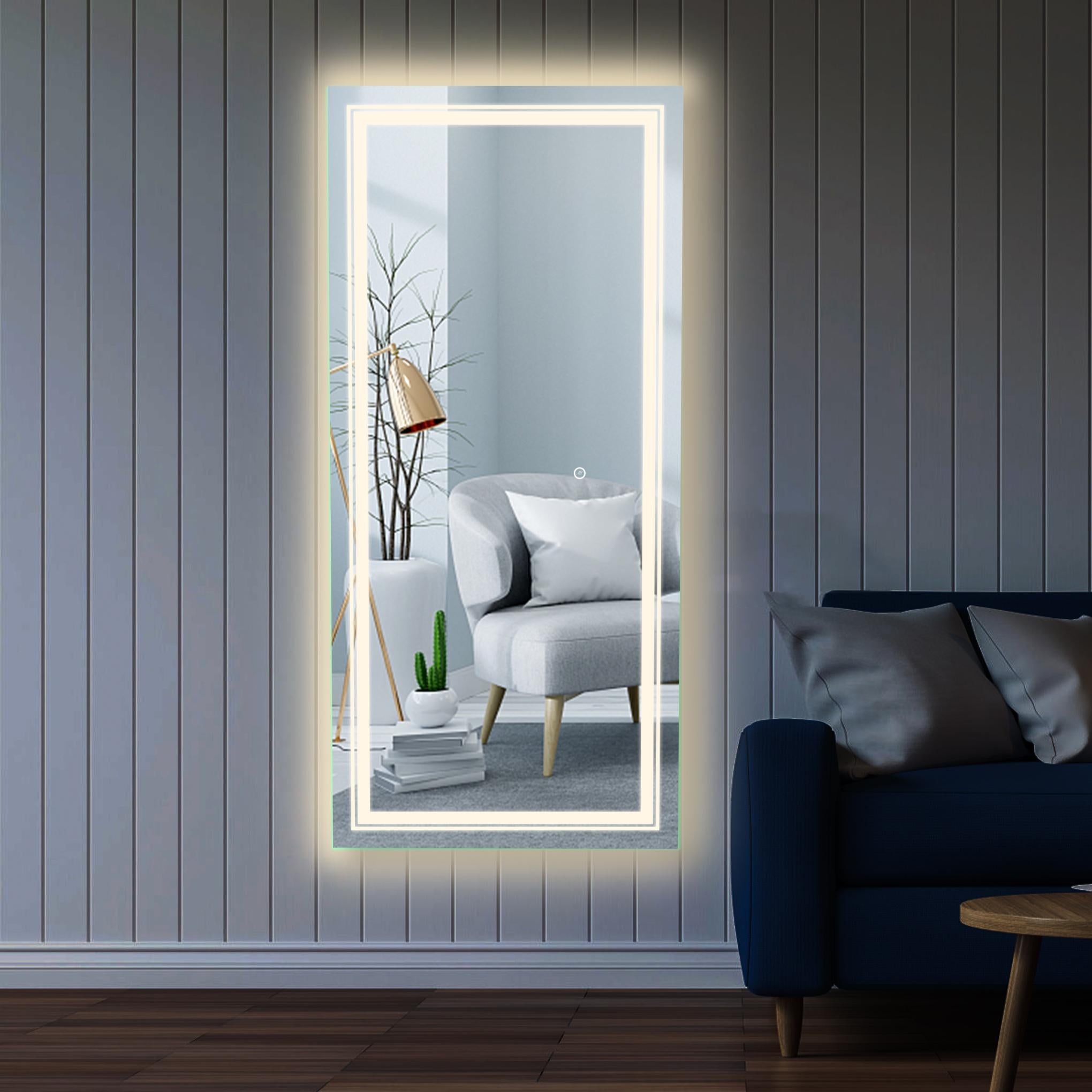 Smart Infinity Defogger Waterproof Beveled Frameless Lighted Full Length Mirror