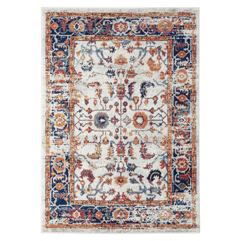 2' X 6' Orange Floral Power Loom Runner Rug