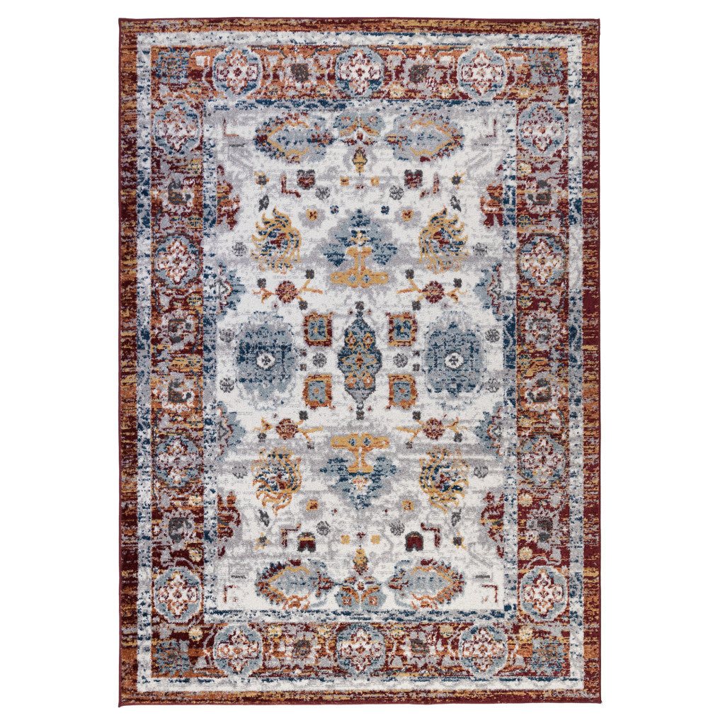 5' x 7' Brown Floral Power Loom Area Rug