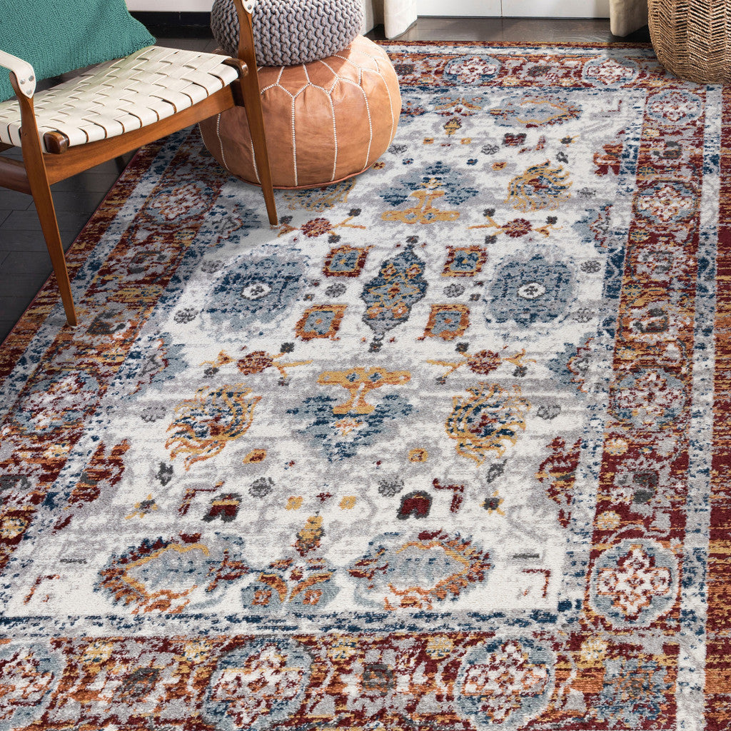 5' x 7' Brown Floral Power Loom Area Rug