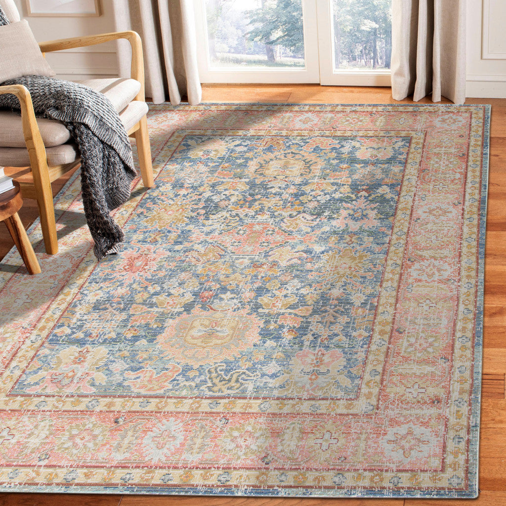 8' Coral Floral Power Loom Runner Rug