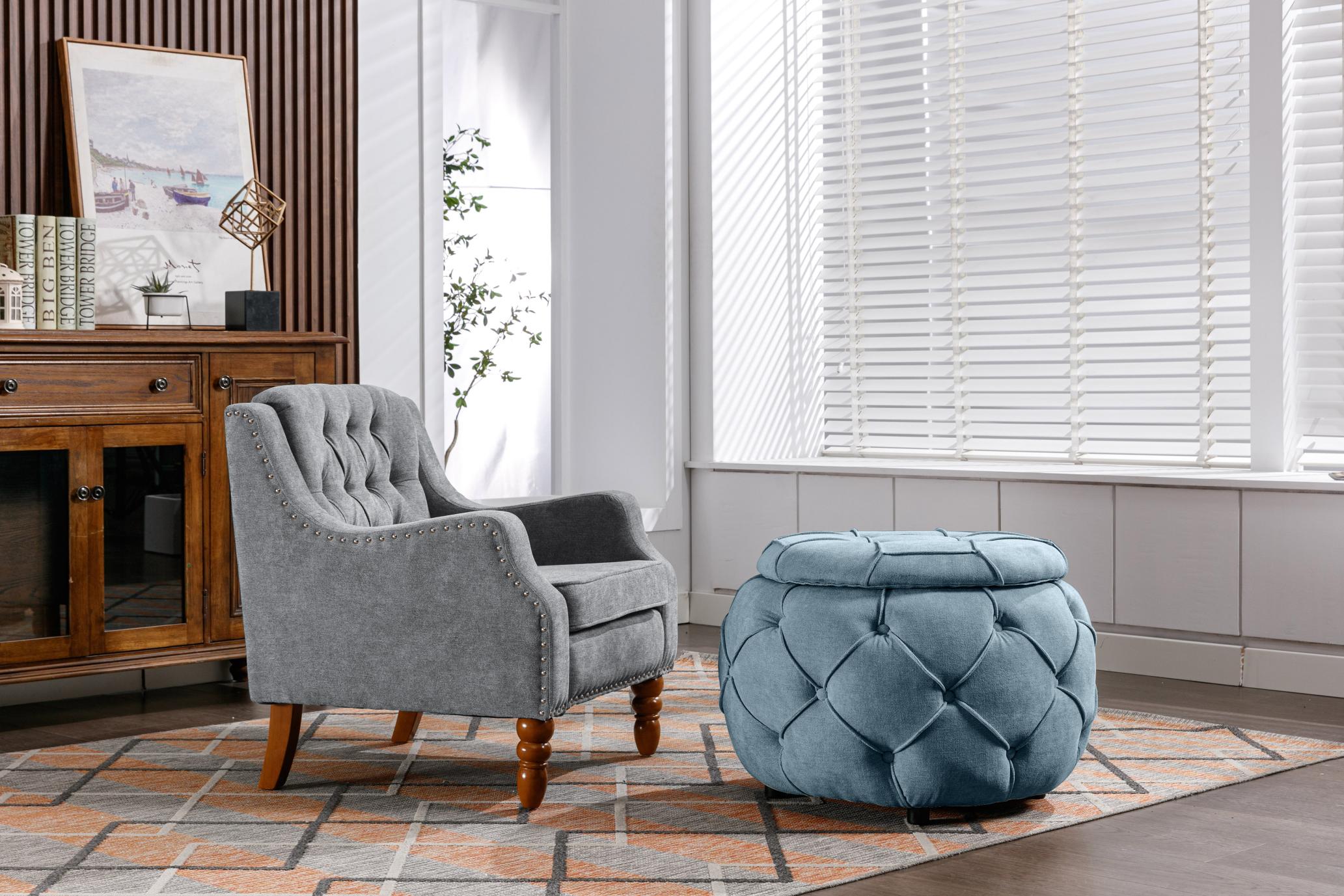 Modern Sofa Chair with Non-Slip Footstool 2-in-1 Seat