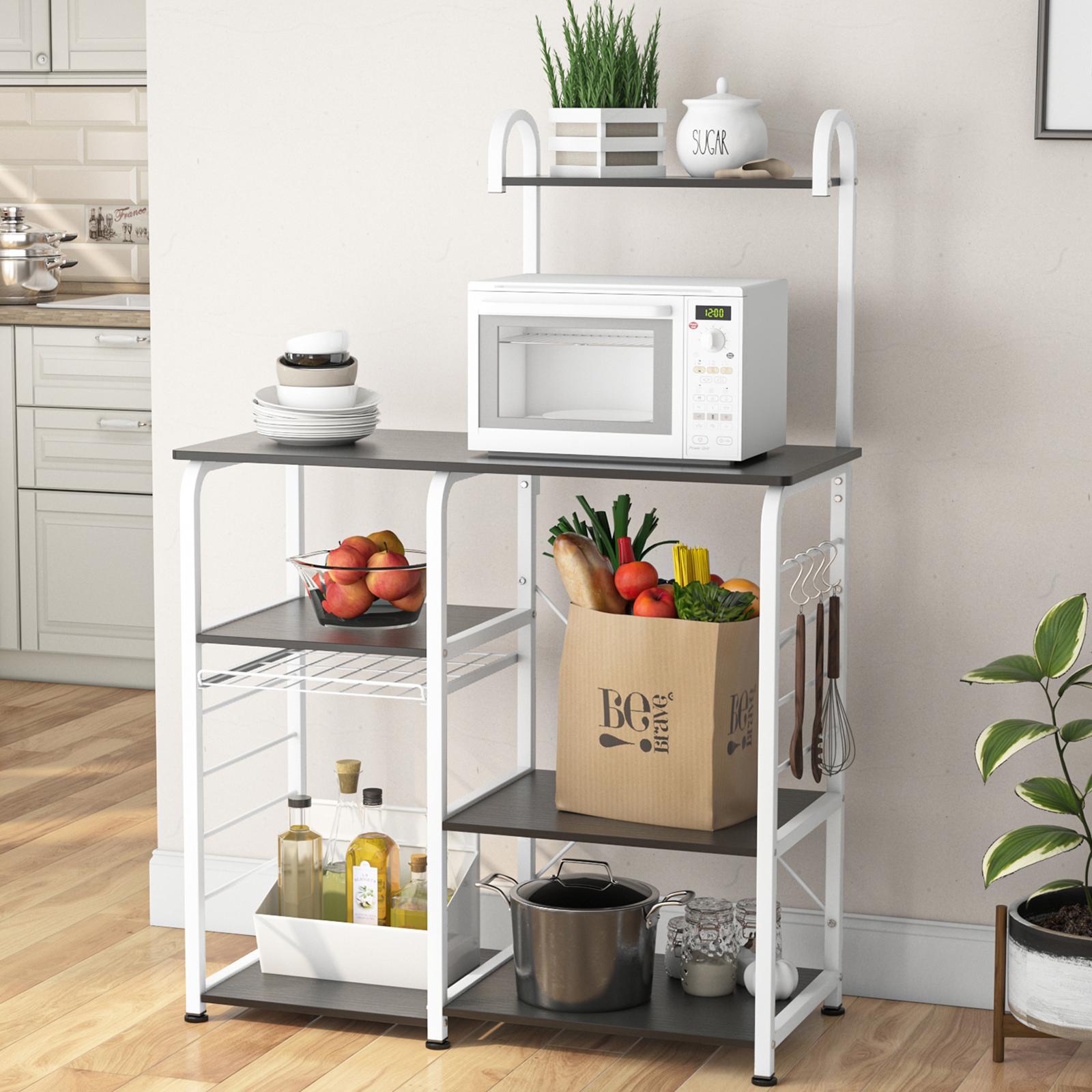 Kitchen Bakers Rack,Microwave Cart Coffee Station,  Utility Microwave Oven Stand Storage Cart, Workstation Shelf