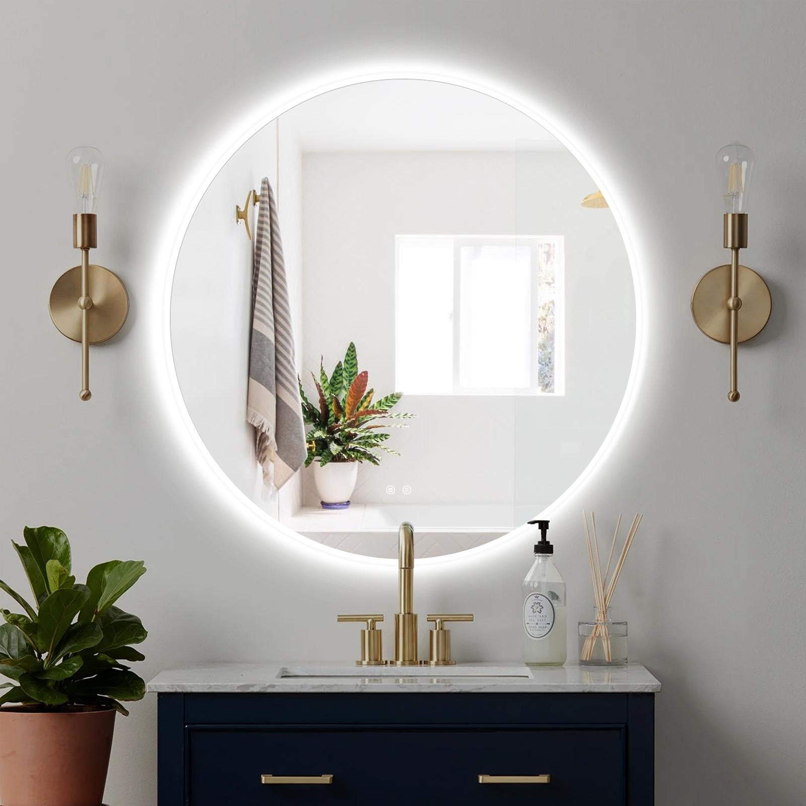 Beveled Frameless Lighted Bathroom / Vanity Mirror / Size: 36" x 36"