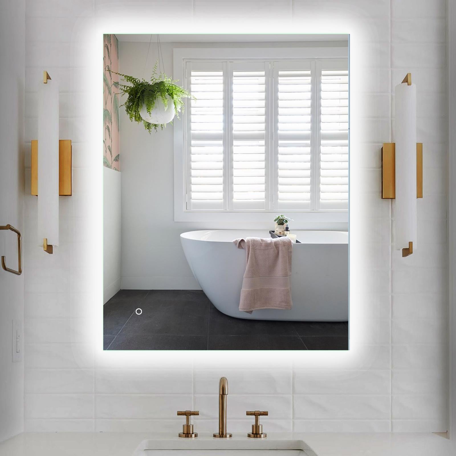 Beveled Frameless Lighted Bathroom / Vanity Mirror / Size: 28" x 36"