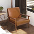 Living Room Corner Chair Armchair with Armrests & Backrest Faux Leather Wooden Lounge Chair, Brown