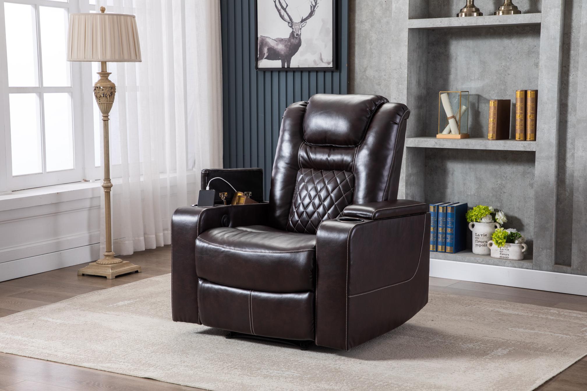 Electric Power Recliner Chair with USB Ports and Cup Holders