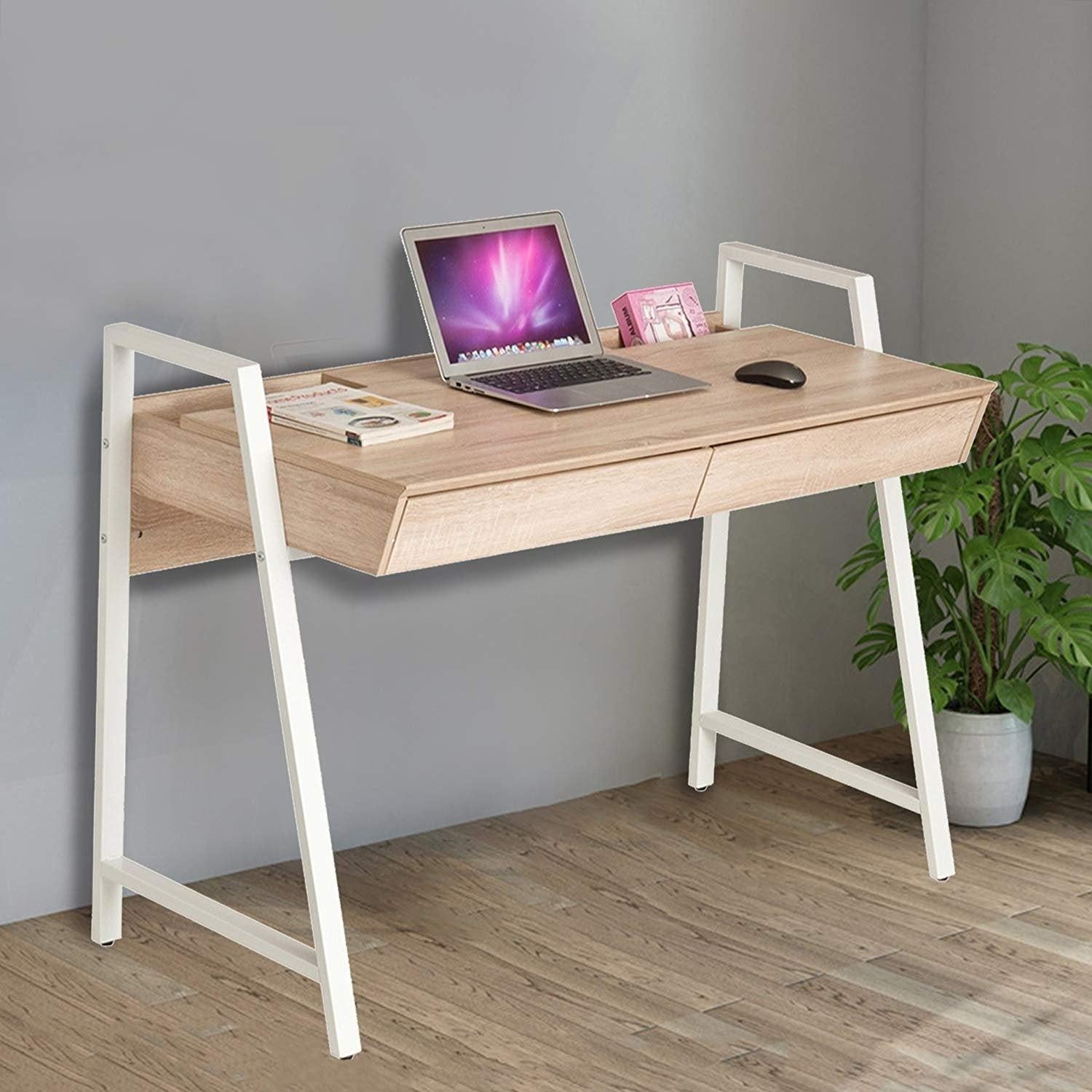 Wood Computer Desk Computer Table Writing Desk Workstation Study Home Office Furniture with Two Draw