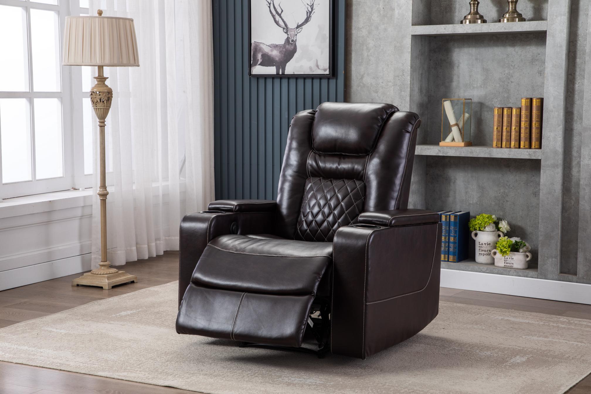 Electric Power Recliner Chair with USB Ports and Cup Holders