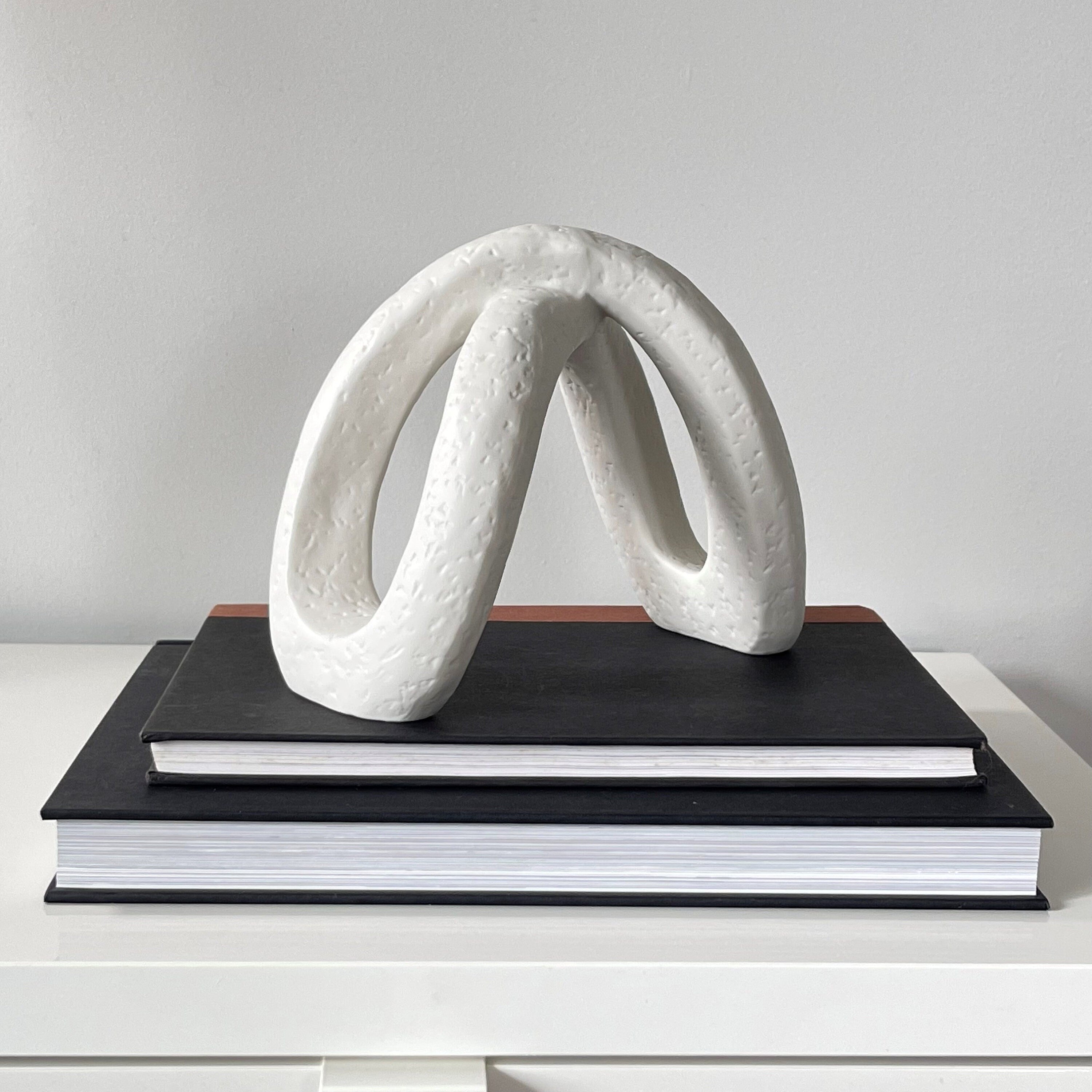 Modern White Ceramic Decor Sculpture, Unique Twisted Shape, Nordic Minimalist Figurine Decorative Home Decor